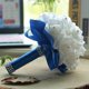 thumbnail image 2 of Xiao Hua Ramo de rosas artificiales para boda, flores azul marino, ramo de dama de honor con cintas de diamantes, ramos de flores artificiales para boda, compromiso, iglesia, 2 of 5