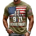 thumbnail image 5 of Xneal 911 25th Anniversary T-Shirt Short Sleeve Print Casual Never Forget 911 Green Shirts for Men Size 2XL, 5 of 5