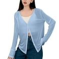 thumbnail image 4 of Sgkm Long Cardigans for Women Lightweight Summer V Neck Cardigan Women Spring Thin Sunscreen Jacket Loose Lazy Style Blue L, 4 of 5