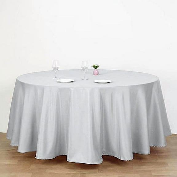 Balsa Circle Christmas Holidays 120" Silver Round Polyester Tablecloth Linens Decoration