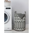thumbnail image 3 of Black and White Laundry Bag, Folk and National Art Design Mexican Mayan Culture Pattern with Triangles, Basket with Handles Drawstring Closure for Laundromats, 13" x 19", Black White, by Ambesonne, 3 of 4