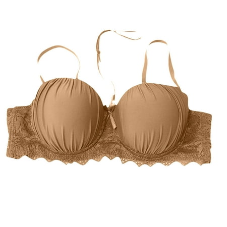 Hurry Up: Sexy Bra Underwire Unlined Plus Size Seductive Comfort W/Lace Unlined Bare SOPATENOR Gold 38