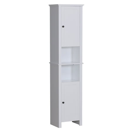 Homcom 67 Wood Free Standing Bathroom Linen Tower Storage Cabinet