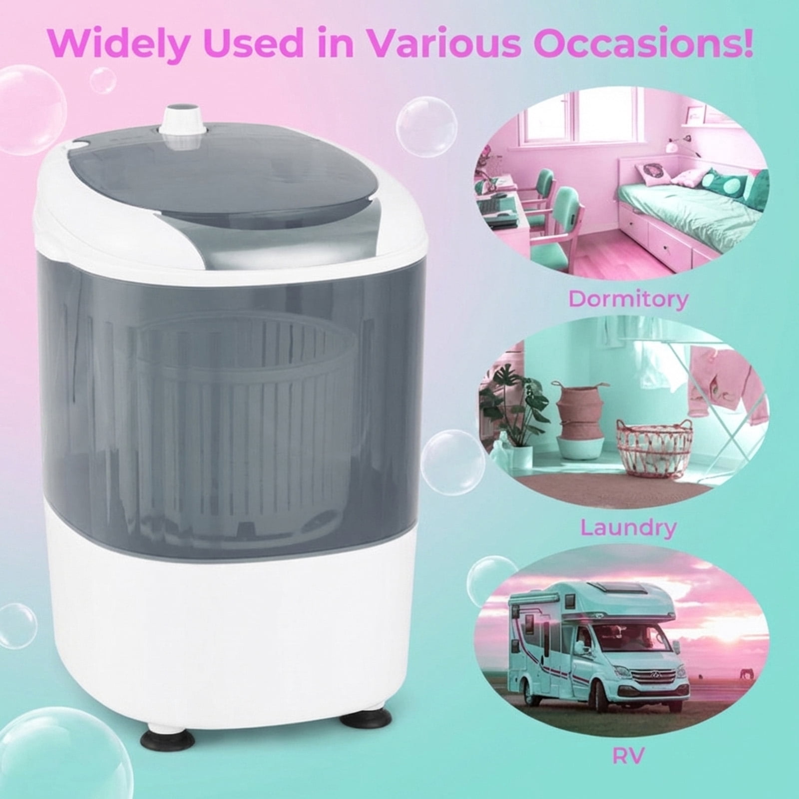 RUIE Portable Mini Washing Machine,5.5 Lbs Semi-Automatic Washer and Spinner Combo with Single Tub,Timer Control,Drainage Hose,Compact Washer for Apartment Dorm RV