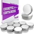 thumbnail image 1 of Marsheepy 30 ml (1 oz), paquete de 24 recipientes redondos de aluminio plateado para bálsamo labial, tarros de almacenamiento con tapa de rosca para bálsamo labial, velas cosméticas, 1 of 5