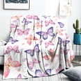 thumbnail image 3 of Butterfly Blanket for Girls, Butterfly Blanket for Baby Girls Kids, Soft Flannel Toddler Blanket Butterfly Easter Gift, Lightweight Fleece Throw for Birthday Children's Day Sofa Bed 50"x60", 3 of 8