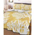 thumbnail image 3 of Quilts Queen Size, Yellow Coral Coastal Soft Comforter Bedding Set for Bed, White Summer Beach Ocean Seaside Lightweight Quilted Bedspread with Pillow Cover(2 Pieces) for All Season, 90x96 Inch, 3 of 9
