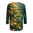 thumbnail image 4 of Oplxuo Christmas Shirts for Women 2025 Fashion 3/4 Length Sleeve Crew Neck Tunic Tops Casual Xmas Tree Red Wine Glass Print Blouse, 4 of 4