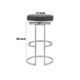 thumbnail image 4 of Benjara Vander 26" Gray Faux Leather and Brushed Stainless Steel Swivel Bar Stool, 4 of 5