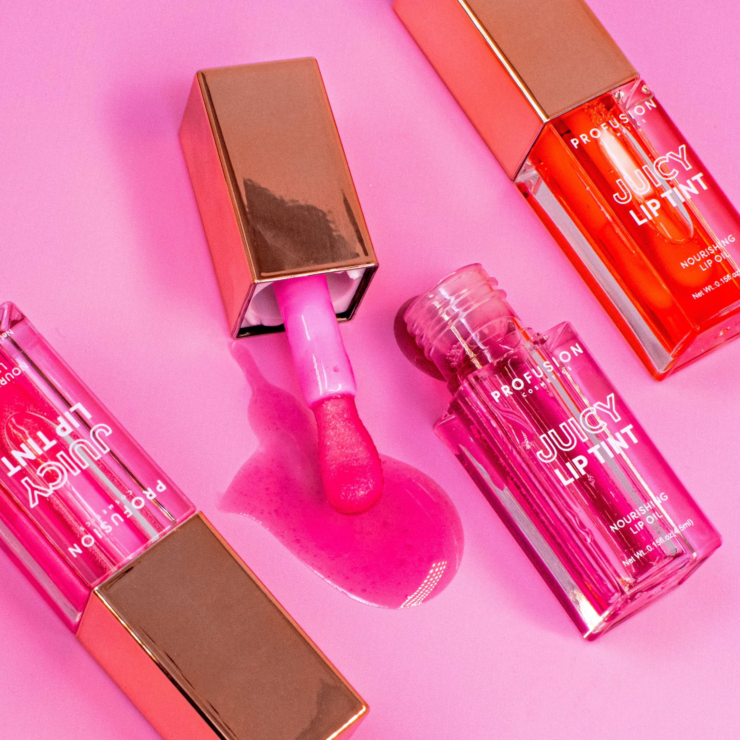 Profusion Cosmetics Juicy Lip Tint and Nurturing Lip Oil, Soothes and Comforts Lips with Luscious High Shine Finish, Blissful Berry