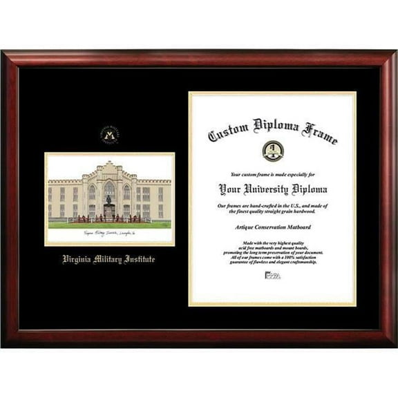 Campus Images VA984LGED-157520 20 x 15.75 in. Virginia Military Institute Gold embossed Diploma Satin Mahogany Frame with Lithograph