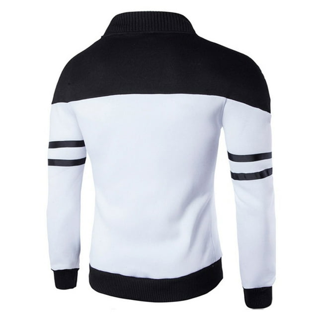 Veste de Sport à Fermeture Éclair Patchwork pour Hommes Automne Hiver, Manteau à Manches Longues
