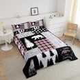 thumbnail image 3 of Bear Kids Comforter Set Queen Size,Wolf Hunting Woodland Rustic Cabin Bedding Set for Boys Girls Adult,Camping Adventure Geometric Plaid Patchwork Down Comforter,Pine Tree Xmas Duvet Insert Pink Black, 3 of 6