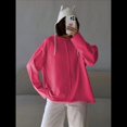 thumbnail image 4 of Camisetas de Larga Extragrandes para Mujer, Camisetas Básicas de Cuello Redondo, Tops de Otoño, Ropa Informal de Entrenamiento Y2K. Rosa Roja M, 4 of 9