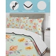 thumbnail image 4 of Quilts Full Size Bedding Set, Spring Flowers Lightweight Quilted Comforter, Yellow Pink Floral Rustic Botanical Green Soft Reversible Bedspread Coverlet with Pillow Covers for All Season, 78" x 90", 4 of 7