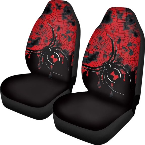 Halloween Red Spider Web Front Seat Covers Set Car Seat Protector Decorative Protector Car Carpet Covers Fit Most Vehicles SUV 2 Piece