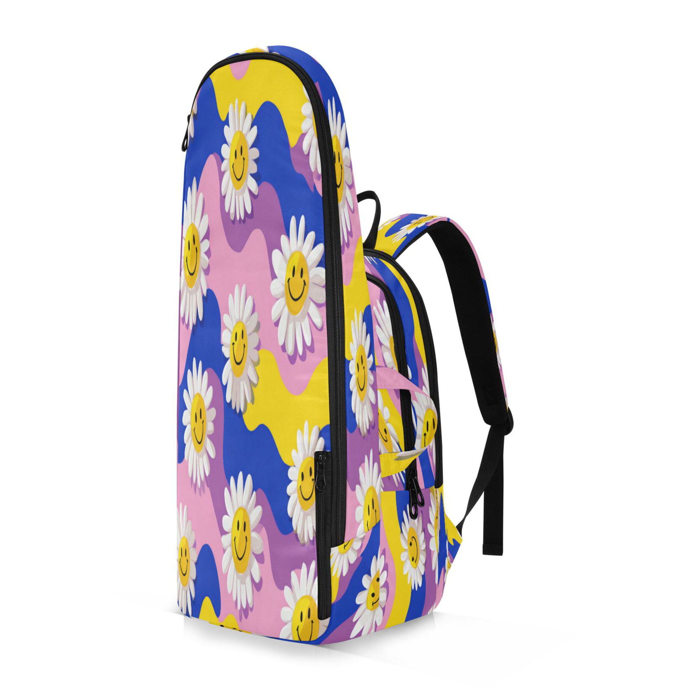 2 Racquet Holder Tennis Backpack Tennis Racket Covers Gym Bags Smiling Daisies on Assorted Backgrounds