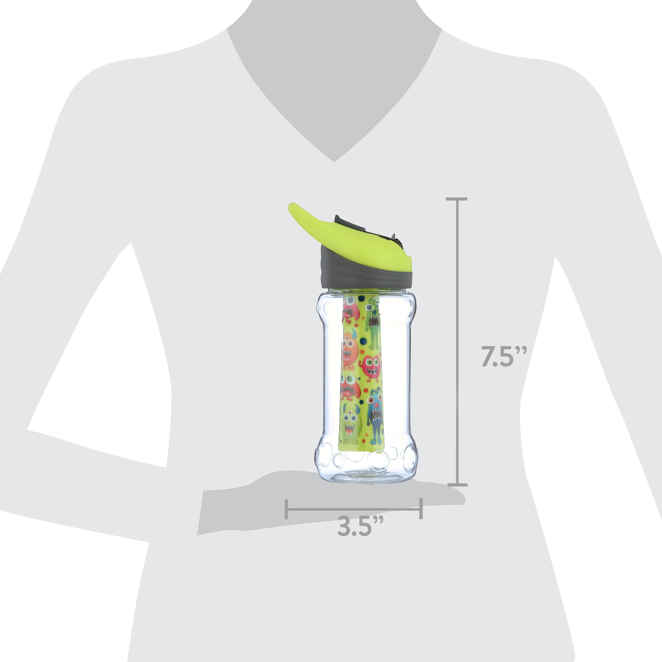 (3 pack) Cool Gear 14 Oz. non-toxic Paloma Bottle Monster, Green