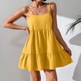 thumbnail image 4 of Women Spaghetti Strap Ruffle Tiered Short Flowy Dress Casual Beach Vacation Sun, 4 of 8