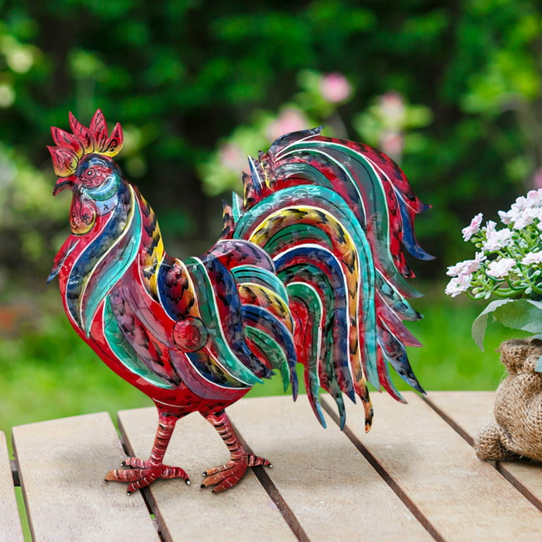 chisheen Rooster Decor Garden Statue Metal Chicken Cameroon