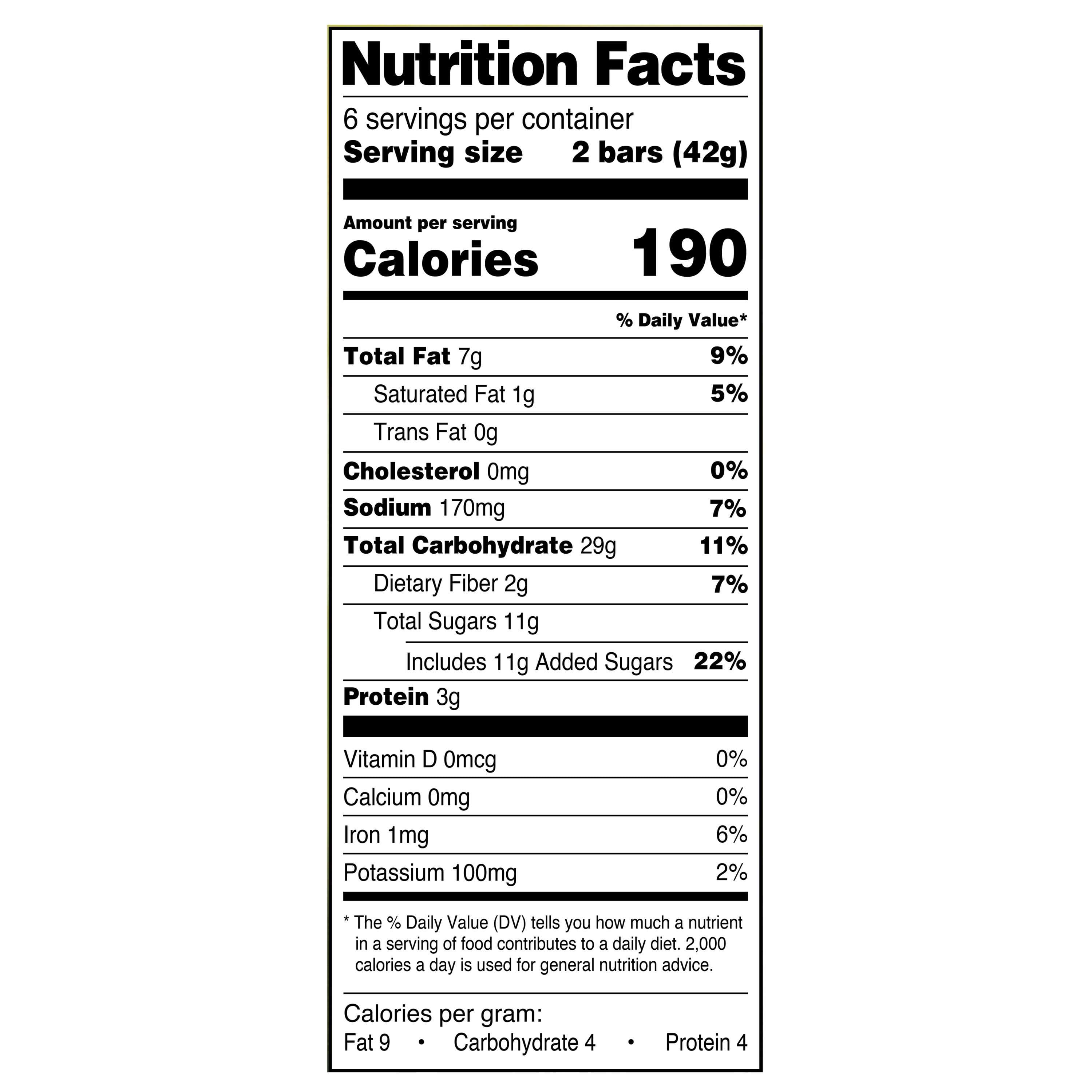 Great Value Oats & Honey Crunchy Granola 2-Bar Packs, 1.4 oz, 6 Packs