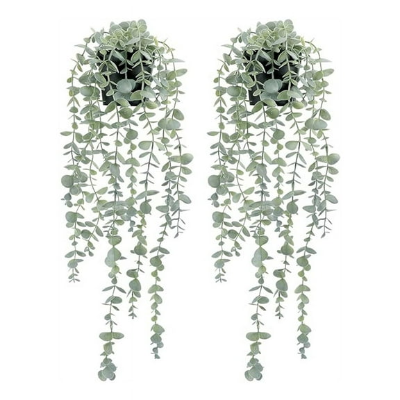 2 Pcs Artificial Hanging Plants Potted for Wall Room Home Patio Decor