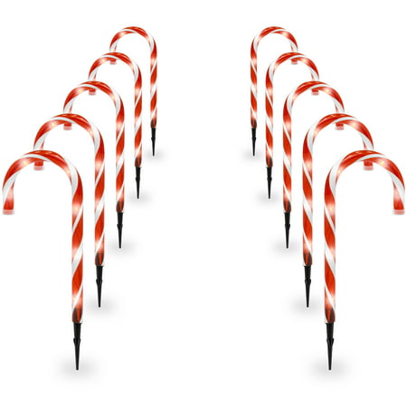 Best Choice Products 15in Indoor/Outdoor Christmas Candy Cane Pathway Marker Lights Set of 10 Holiday Decoration, 25ft Total (Best Christmas Mantel Decorations)
