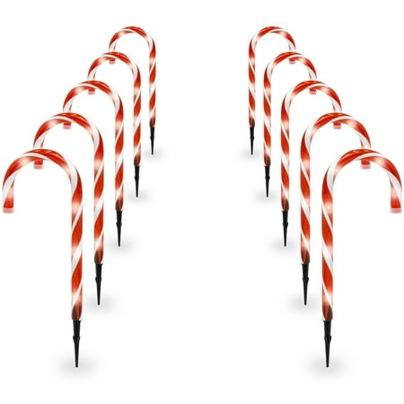 Best Choice Products 15in Indoor/Outdoor Christmas Candy Cane Pathway Marker Lights Set of 10 Holiday Decoration, 25ft Total (Best Christmas Mantel Decorations)