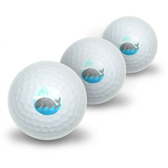 Cartoon Whale Ocean Novelty Golf Balls, 3pk