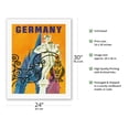 thumbnail image 2 of Germany - Goose-Man Fountain Nuremberg - Vintage Airline Travel Poster by David Klein c.1960s - Fine Art Rolled Canvas Print 20in x 26in, 2 of 4