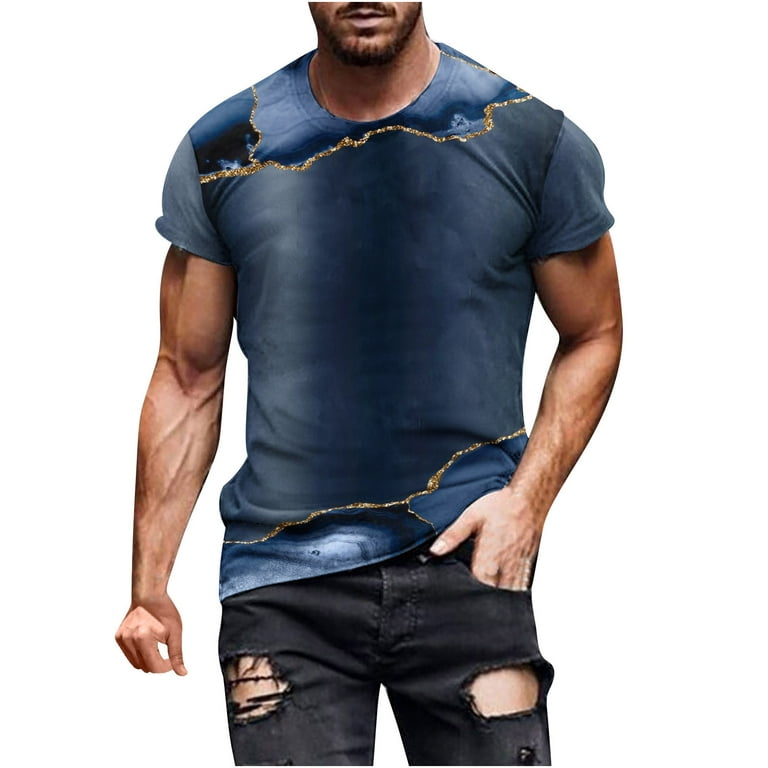 3D Graphic T Shirt for Men,Fitted Fitness Tee Shirt Fashion Short Sleeve  Shirts Round Neck Novelty Print Tshirt 