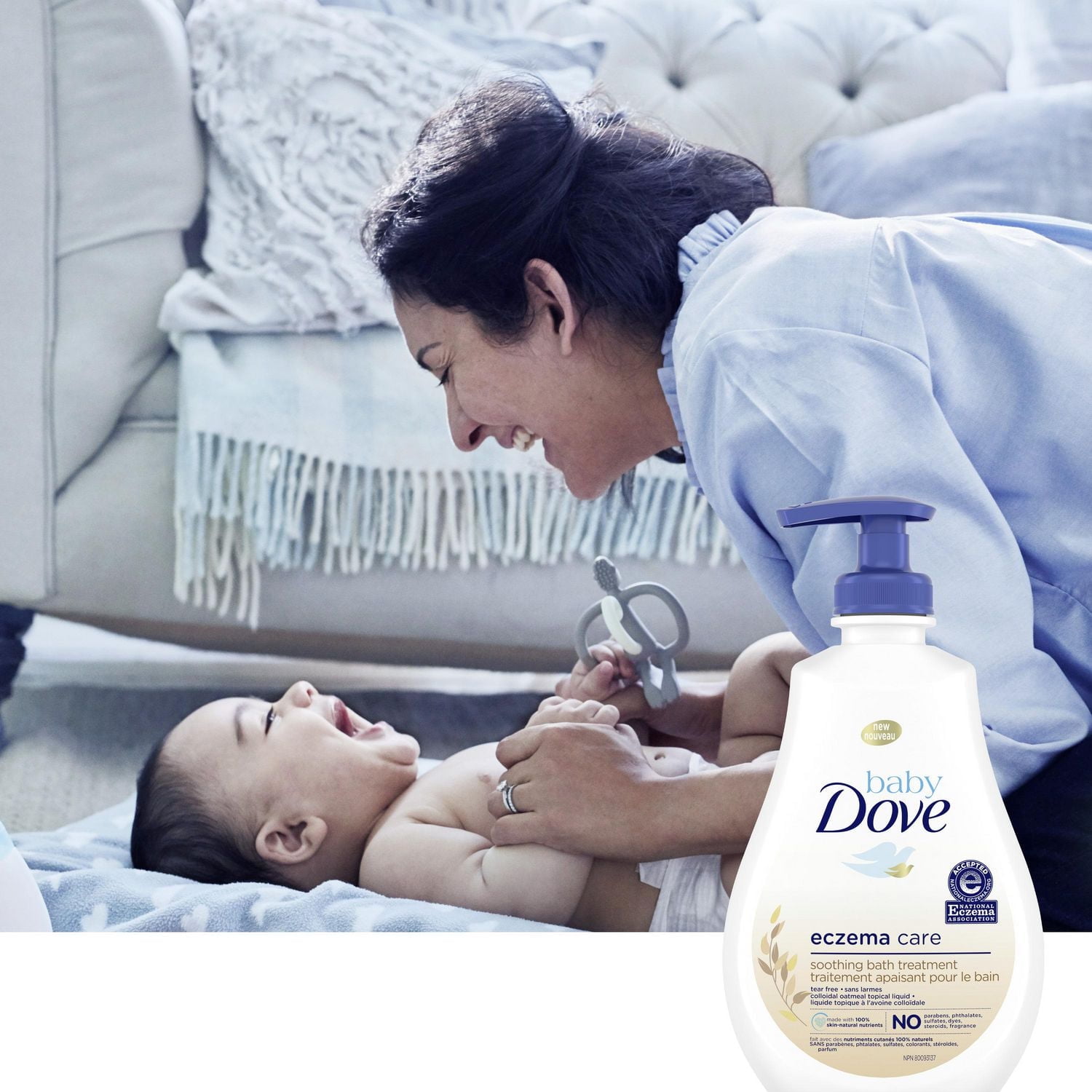 Baby Dove Traitement Apaisant pour le Bain soin cutané avec avoine colloïdale eczema care adapté aux peaux sujettes à l'eczéma, 384 ml