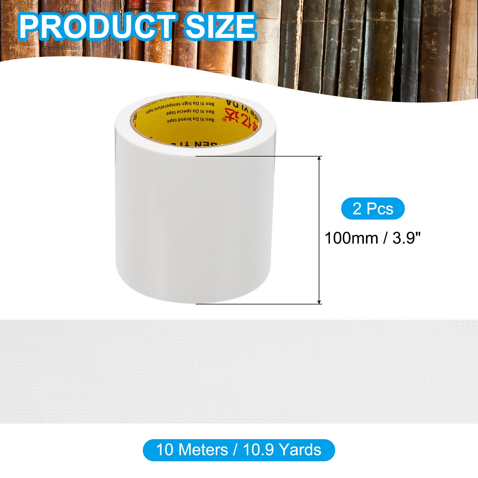 Uxcell 3.9"x0.01" Bookbinding Tape 2 Roll 11 Yard Cloth Bookbinding Repair Tape Book Binding Tape Self Adhesive White