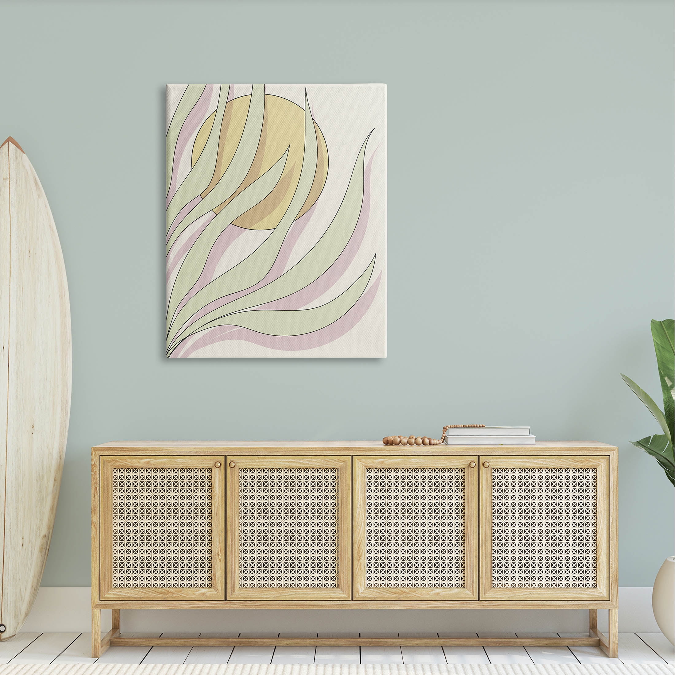 Contemporary Tropical Plant Leaves Botanical & Floral Graphic Art Gallery Wrapped Canvas Print Wall Art
