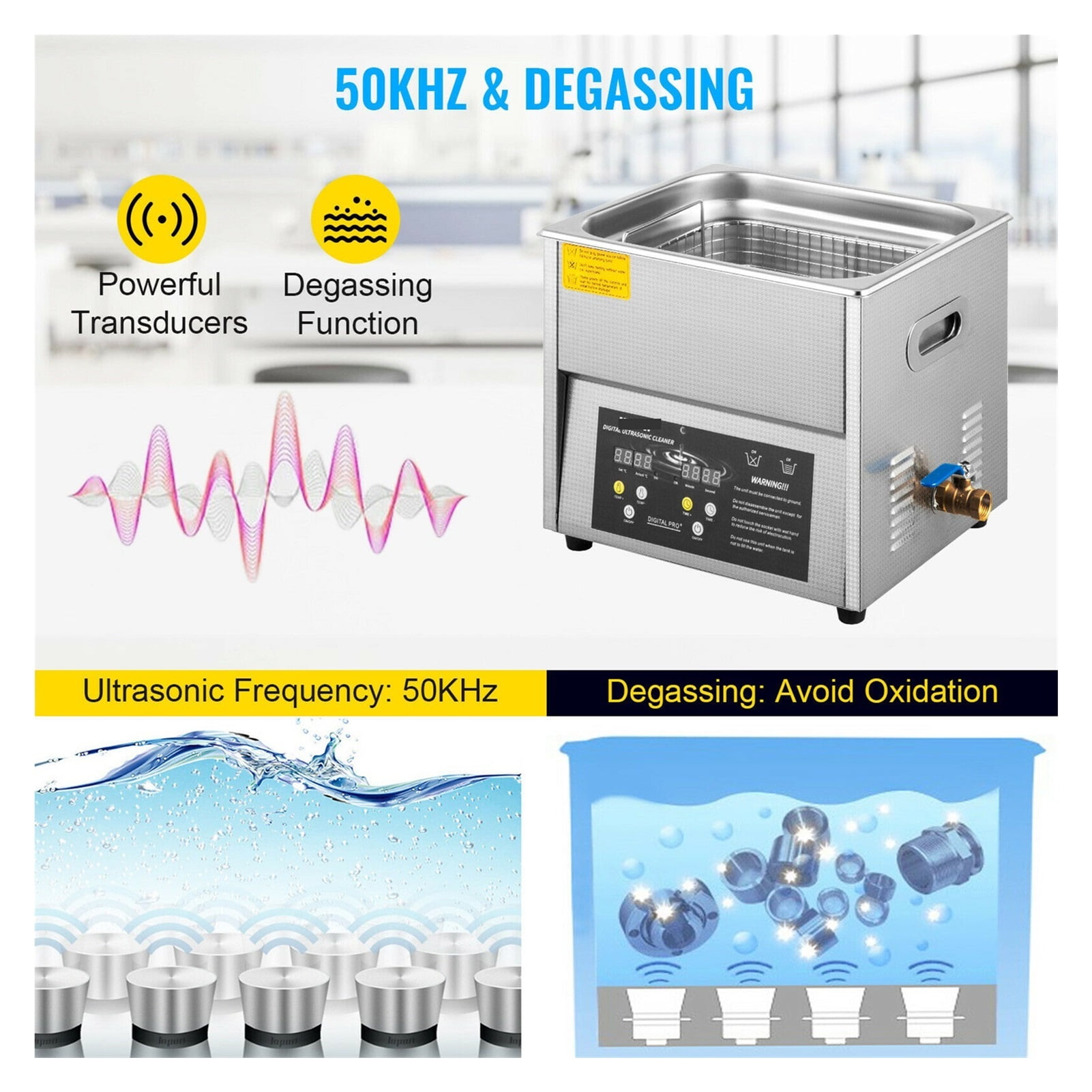 Ultrasonic Cleaner W/ Degassing Function Portable Washing Machine Ultrasound Bath Diswasher Sonic Home Appliance 3L 6L 10L ,Strong Cleaning