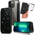 thumbnail image 5 of Compatible with iPhone 14 Plus Bling Wallet Case Sparkly PU Leather Shiny Glitter Flip Kickstand Card Holder Soft Clear Back Fashion Luxury Protection Shockproof Cover for Women Girls, 5 of 10