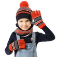 thumbnail image 2 of Moclever Knitted Hat Scarf Gloves for Kids, 3Pcs Unisex Winter Warm Beanie Hat and Glove Scarf Set for 4-7 Year Old Kids, Orange, 2 of 7