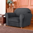 thumbnail image 5 of Subrtex 2-Piece Velvet Plush Stretchy Sofa Slipcover with Separate Cushion Cover (Gray, Armchair), 5 of 8