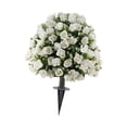 thumbnail image 4 of Rosal artificial con estaca de tierra, realista, de plástico y seda, de imitación vegetal. Blanco, 4 of 7
