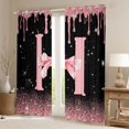 thumbnail image 2 of Manfei Girls Pink Letter Monogrammed H Black Out Curtains,Kids Teens Ribbon Bow Knot Glitter Print Curtains Pack of 2 (42x63 Each),Luxury Bedroom Decor, 2 of 6