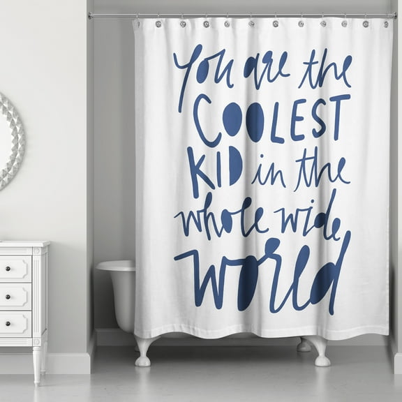 Creative Products Coolest Kid Blue Text 71x74 Shower Curtain