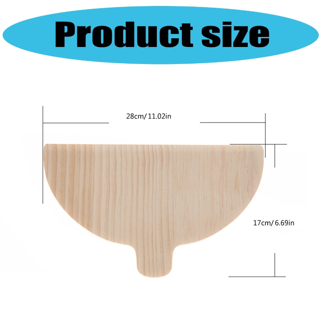 Set Of 4 Natural Wood Pizza Paddles with Ergonomic Handle Half Round Board for Baking Breads Suchis Cooking Tool