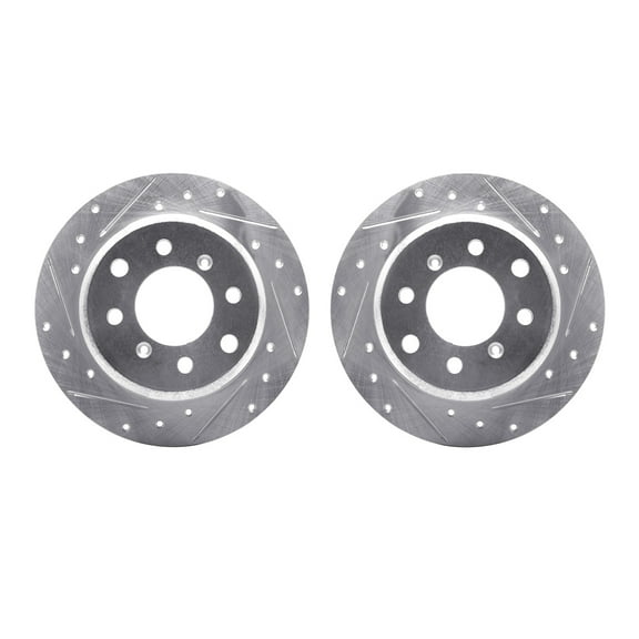 Dynamic Friction Company Rear Brake Rotors-Drilled and Slotted-Silver 7002-16007
