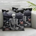 thumbnail image 3 of COMIO  Gothic Skull Lovers Floral Skull Hippie Meditation Skeleton Tarot Yoga Skeleton Throw Pillow Cover Pillowcase Skull Theme Decor for Gothic Home Office,Gothic Lovers Gifts, 3 of 5