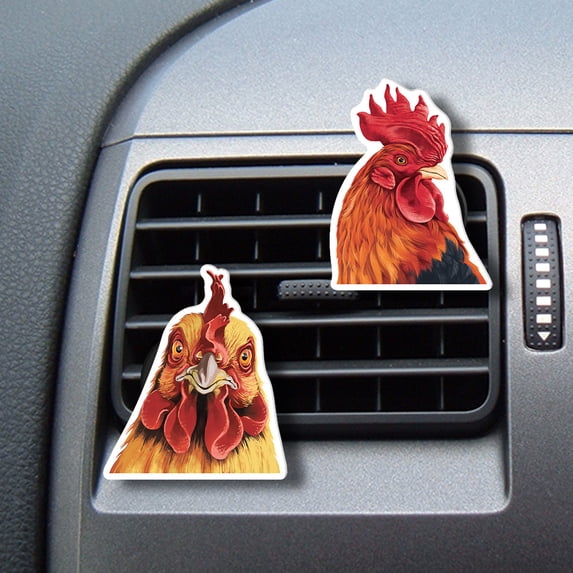 WIRESTER Set of 2pcs Car Air Freshener Fragrance Vent Clip Interior Decoration for Cars with Lemon Scented Pad - Cochin Rooster Chickens