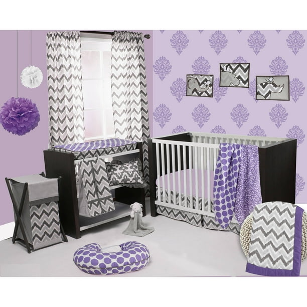 Bacati Ikat Leopard Dots Damask 4 Piece Crib Bedding Set With 2