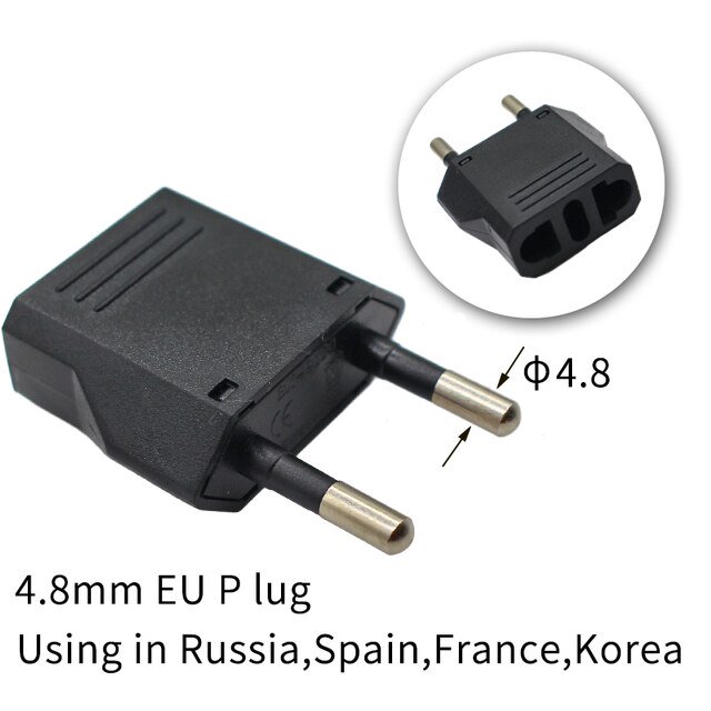 Adaptador de enchufe europeo, convertidor de enchufe de viaje americano, 1-100 piezas, 4,0/4,8mm, UE, EE. UU., Israel a Euro, KR, BR, Brasil