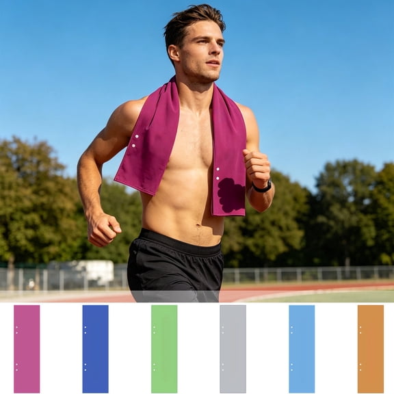 Cooling Gym Towel Wrist Wrap - Portable Snap Button Sweat Absorbent Fast Dry Ice Chill Sports Towel, Instant Cooling Sweat Wipe forOutdoor