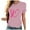 Pink, variant on WREESH Womens Fashion T-Shirts Spring Summer Casual Round Neck Printed Short Sleeved T-Shirt Top Pullover Red