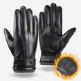 thumbnail image 4 of Guantes de invierno para hombre, de piel sintética, cálidos, de forro polar grueso, resistentes al viento, protección contra el frío, térmicos, antideslizantes, para pantalla táctil, para, 4 of 6